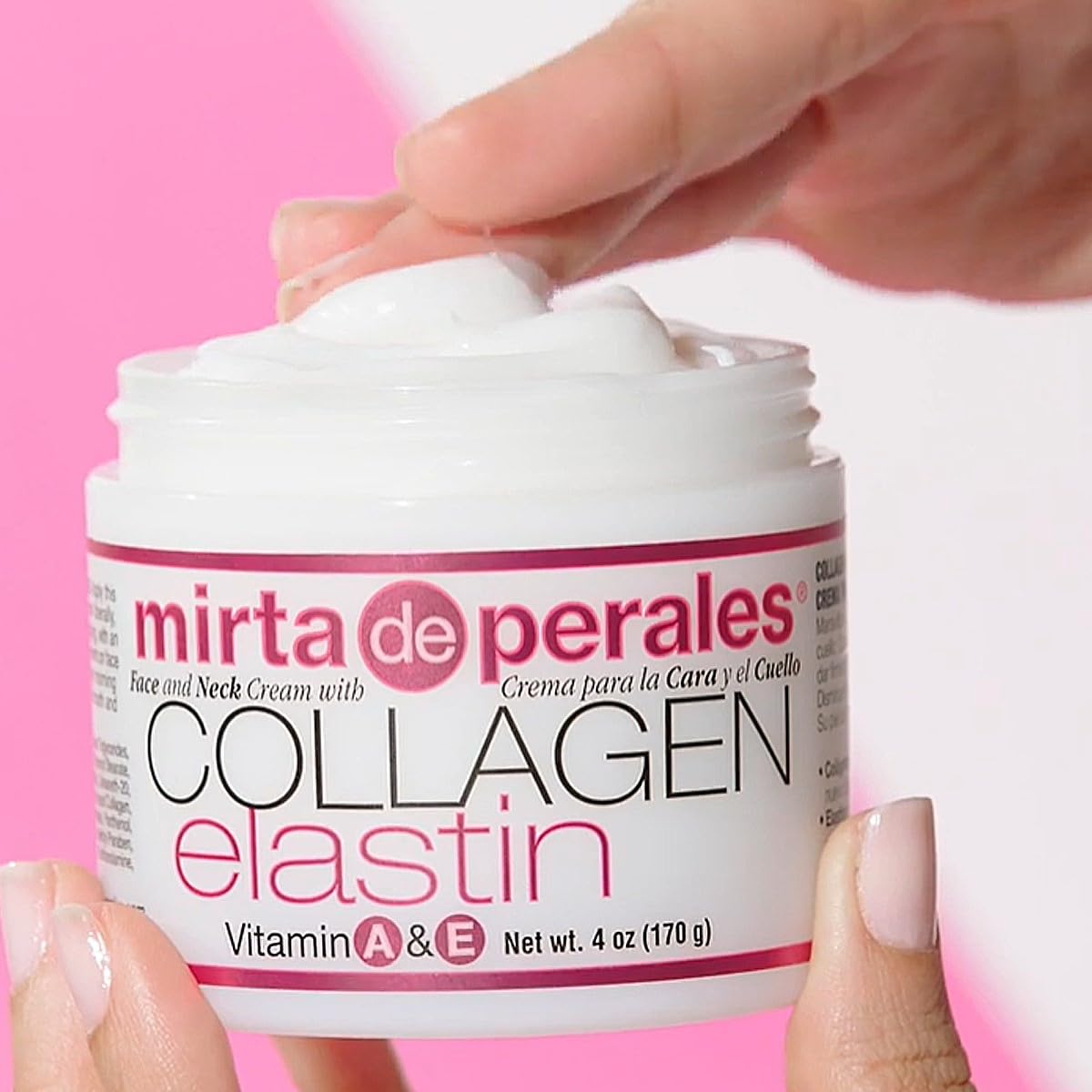 Vitamin E antioxidant in Mirta De Perales cream helps protect skin from environmental stress.