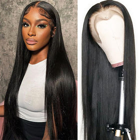 MIRHTFUL straight lace front wig with transparent 13x4 lace for natural hairline