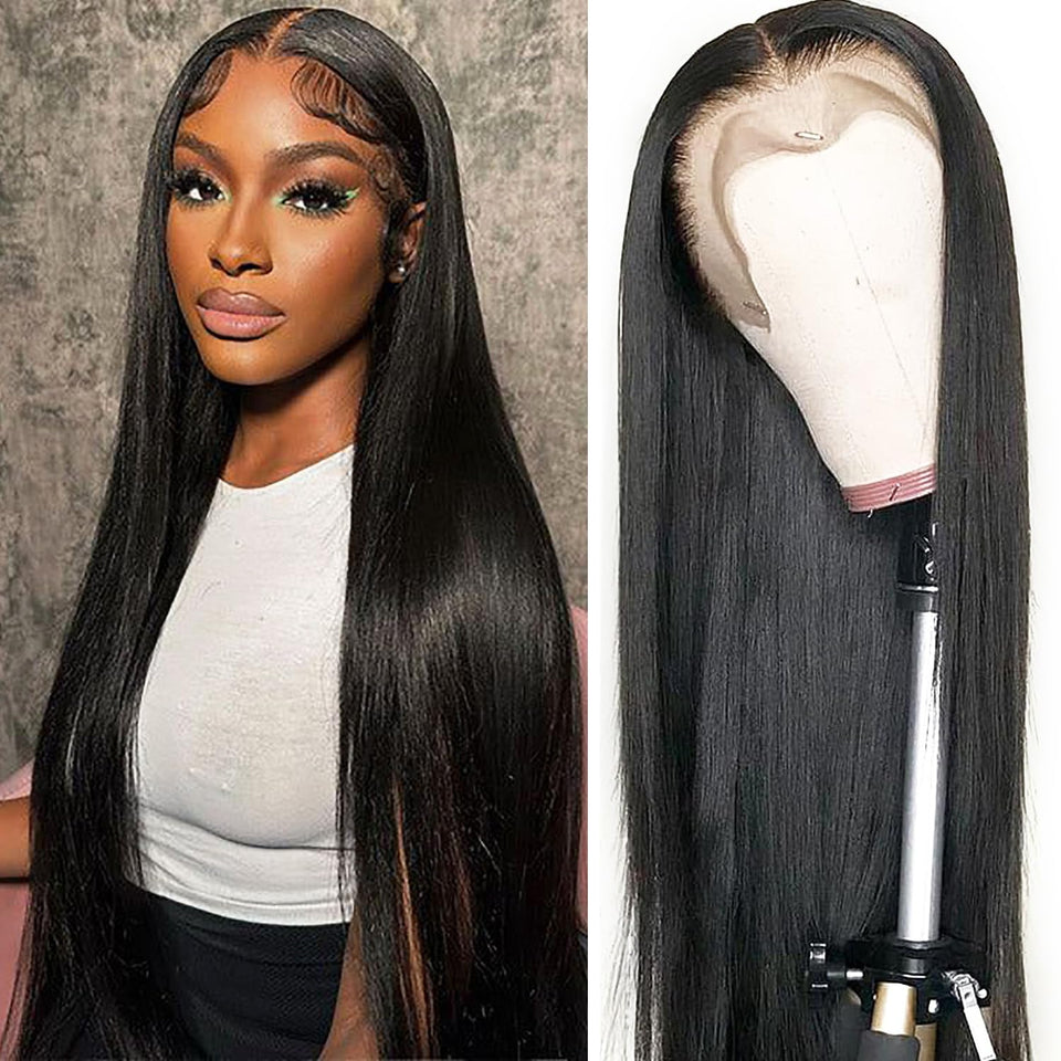 MIRHTFUL straight lace front wig with transparent 13x4 lace for natural hairline