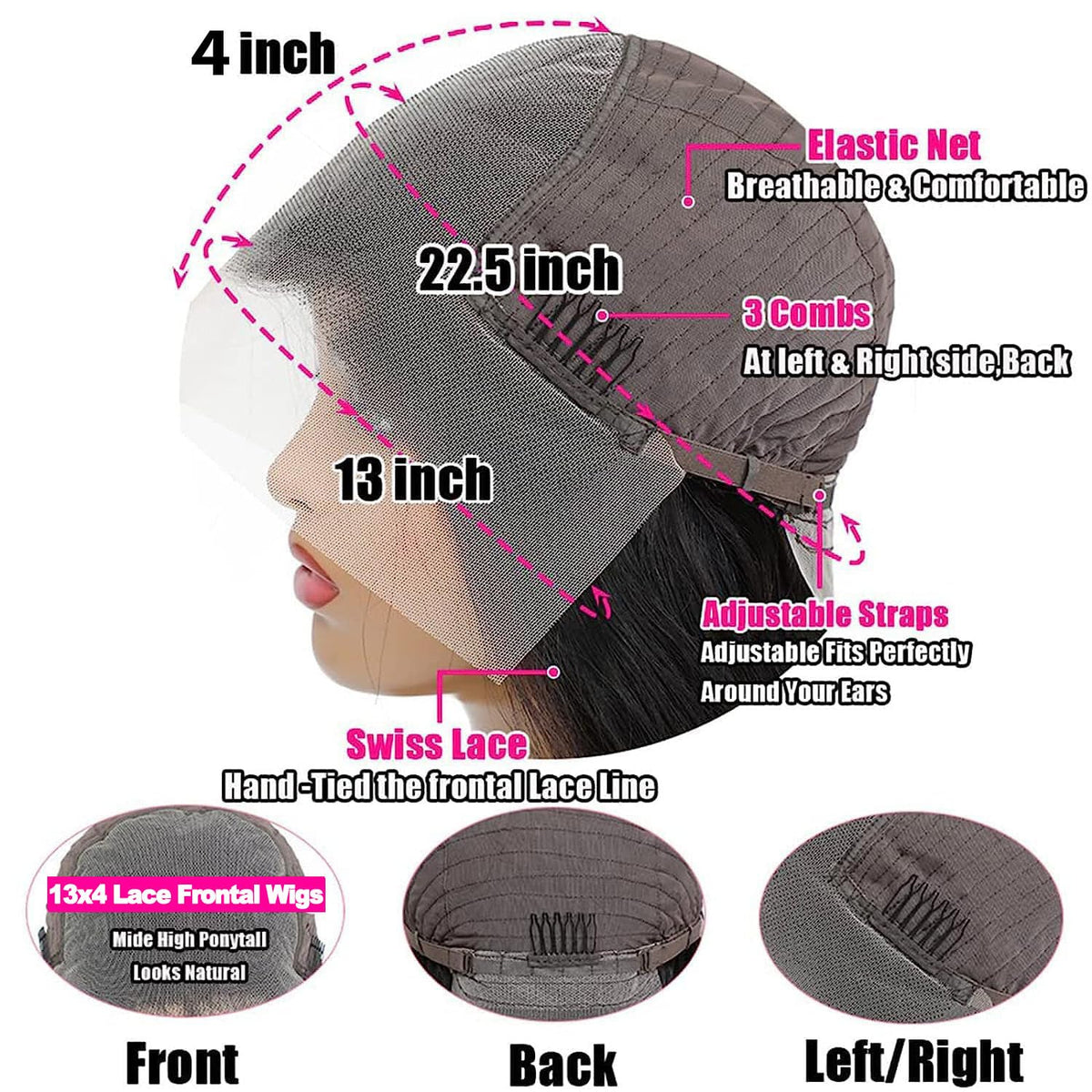 MIRTHFUL transparent Swiss lace frontal for a light, breathable cap