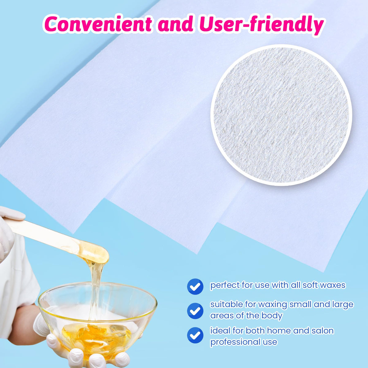 Durable MIRUCOO wax strips resist tearing during removal