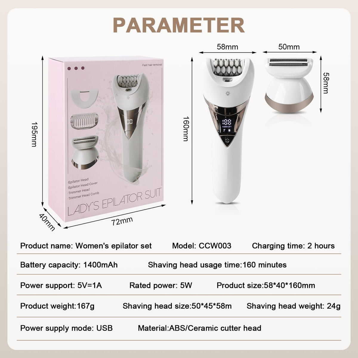 MiRUSI Epilator easy-clean attachments simplify post-use maintenance.