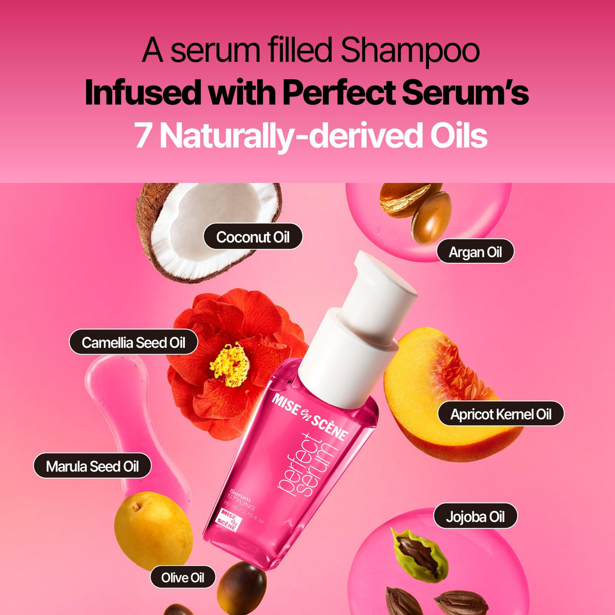 Mise En Scene Hair cleansing lather shows gentle wash without stripping natural oils.