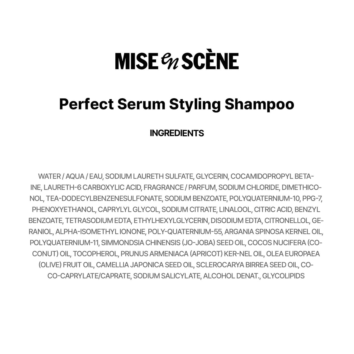Mise En Scene Packaging with pump highlights convenient daily use.