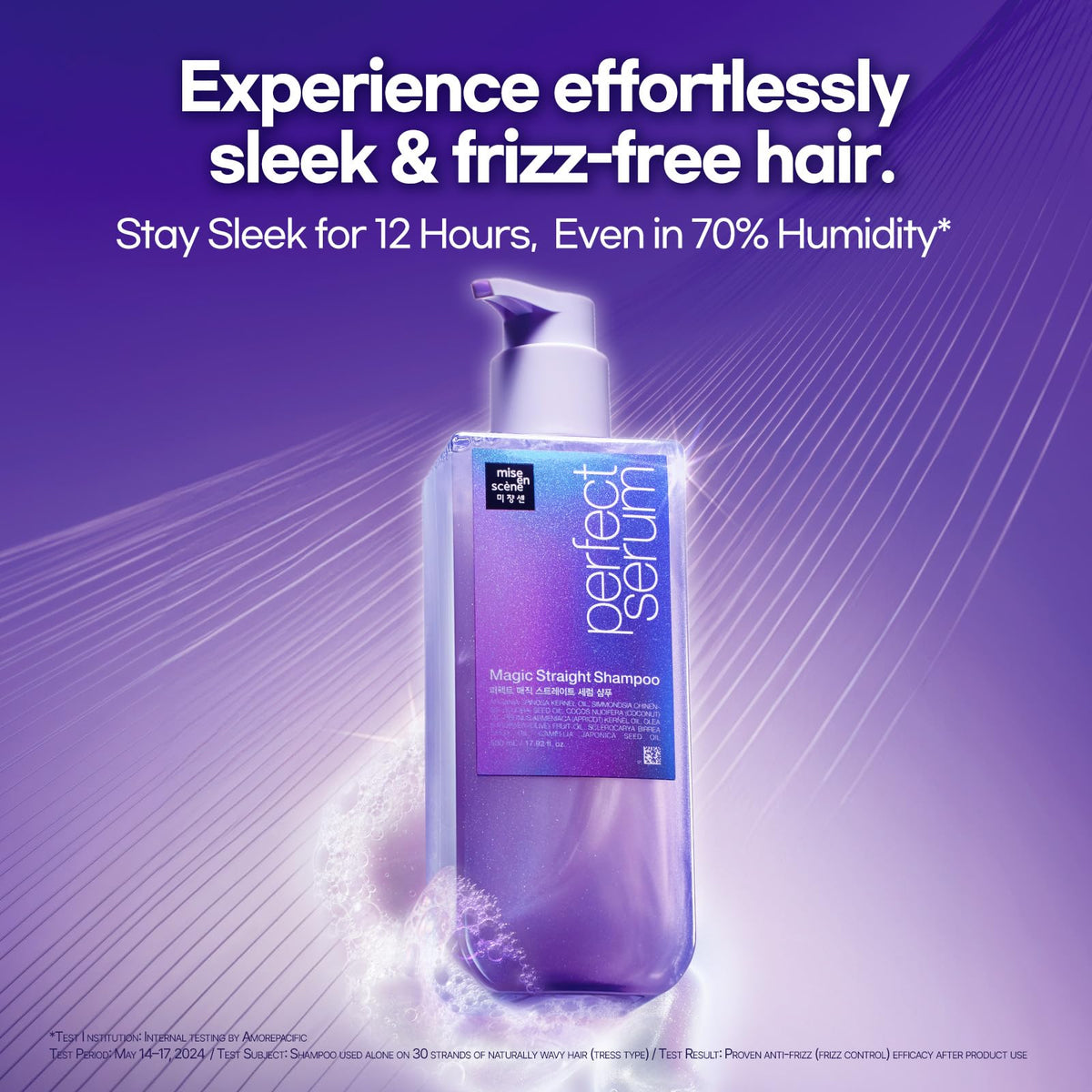 Mise En Scene Perfect Serum Straight Shampoo anti-frizz action reduces flyaways.