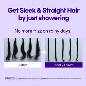 Mise En Scene Perfect Serum Straight Shampoo highlights nourishing ingredients for soft strands.