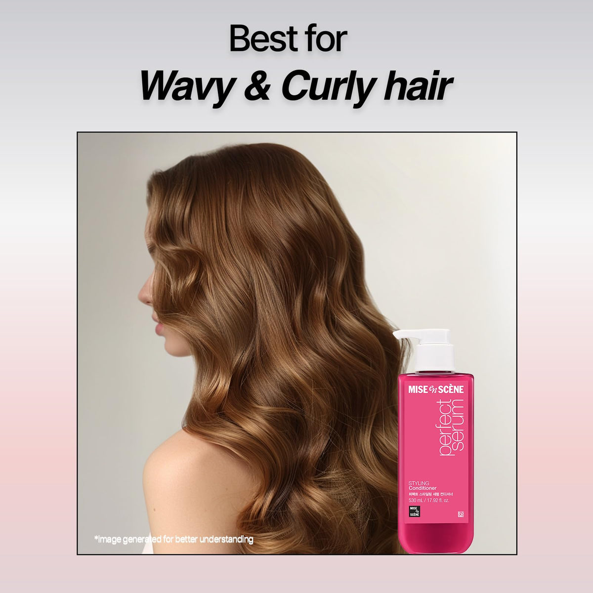 Mise En Scene Perfect Serum Styling Conditioner applied to wet hair for detangling