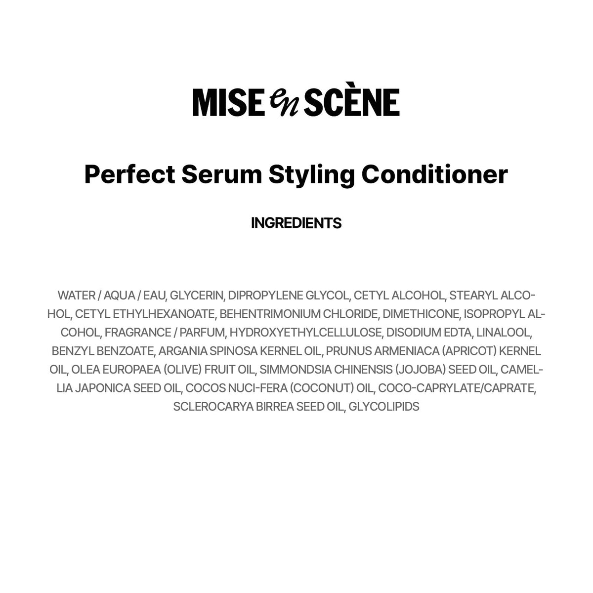 Mise En Scene Perfect Serum Styling Conditioner smooths texture with natural oils for daily use