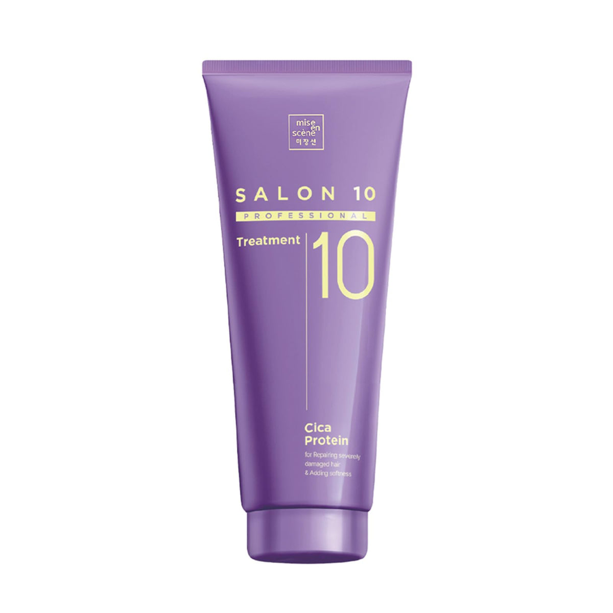 Mise En Scene Salon 10 bottle front shows cica protein treatment for damaged hair.