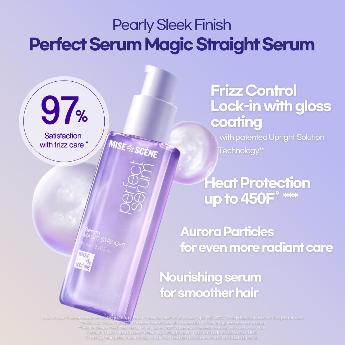 Mise En Scene straight hair finish enhances polish and control.
