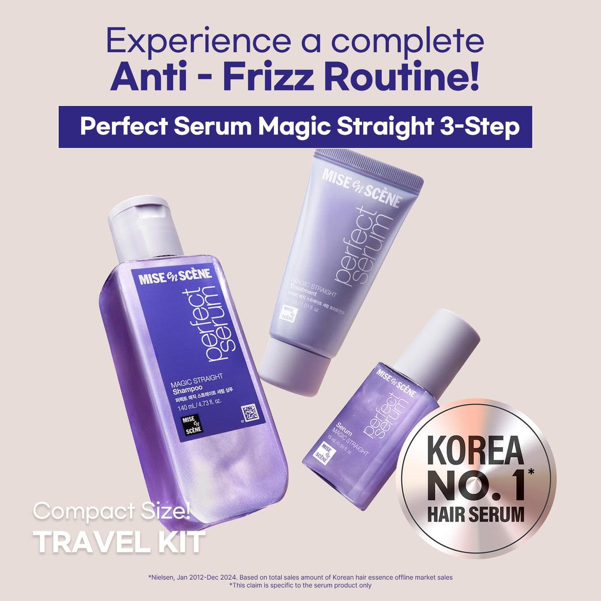 Mise En Scene travel-size shampoo mini for on-the-go cleansing.