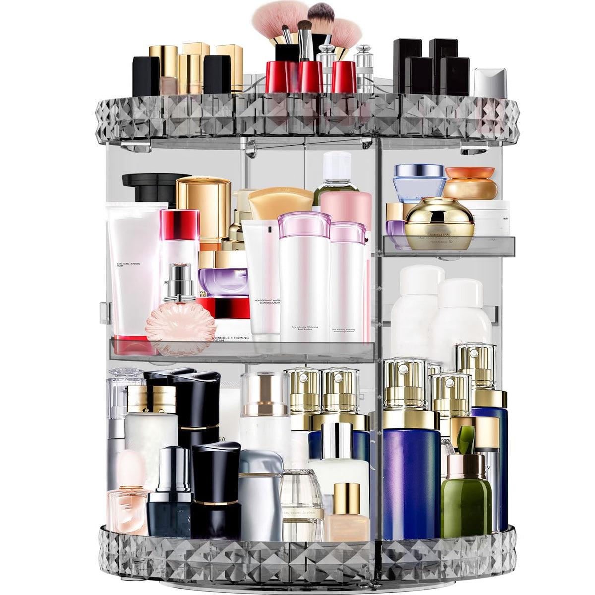 MISERWE makeup organizer with 360° rotation enables easy access to cosmetics