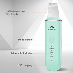 MISERWE Skin Scrubber in four-mode layout for customizable cleansing routine