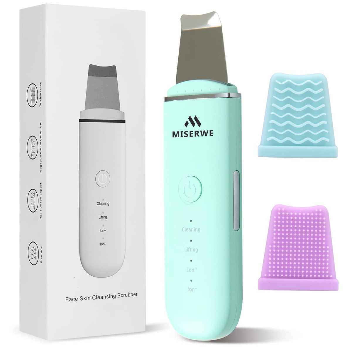 MISERWE Skin Scrubber close-up showing pore-cleaning action for refreshed skin