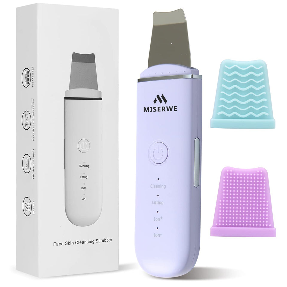 MISERWE Skin Scrubber front view in purple shows sleek, portable design for deep cleansing