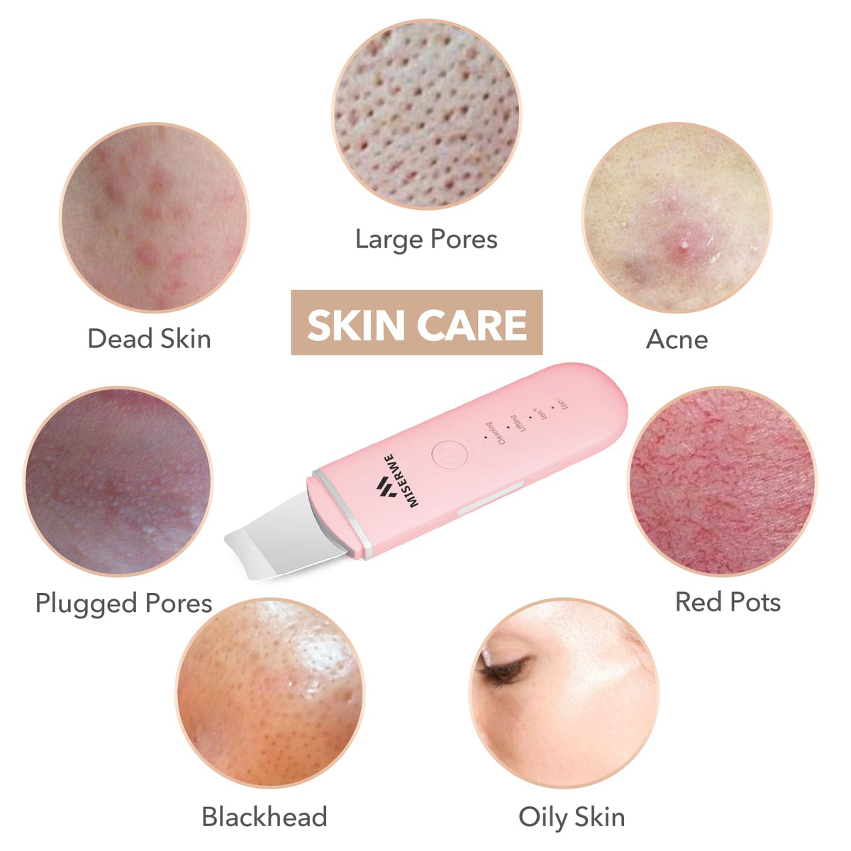 MISERWE Ion+ mode in pink enhances cleansing action