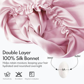 MISF silk bonnet pink with adjustable band for secure overnight fit