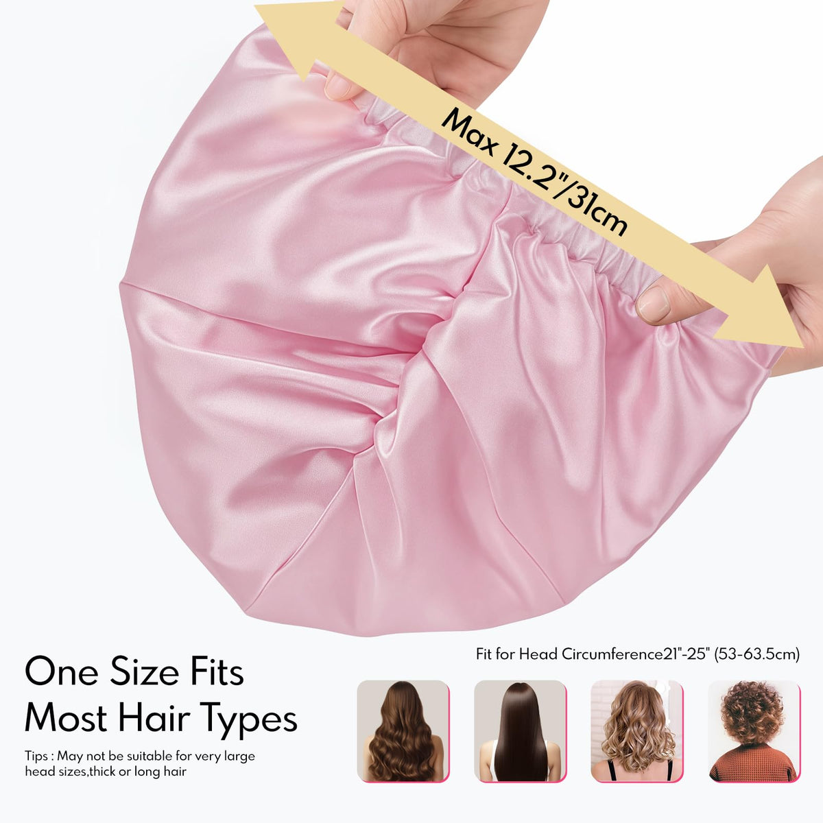 MISF 22 Momme silk bonnet pink folded for travel and storage