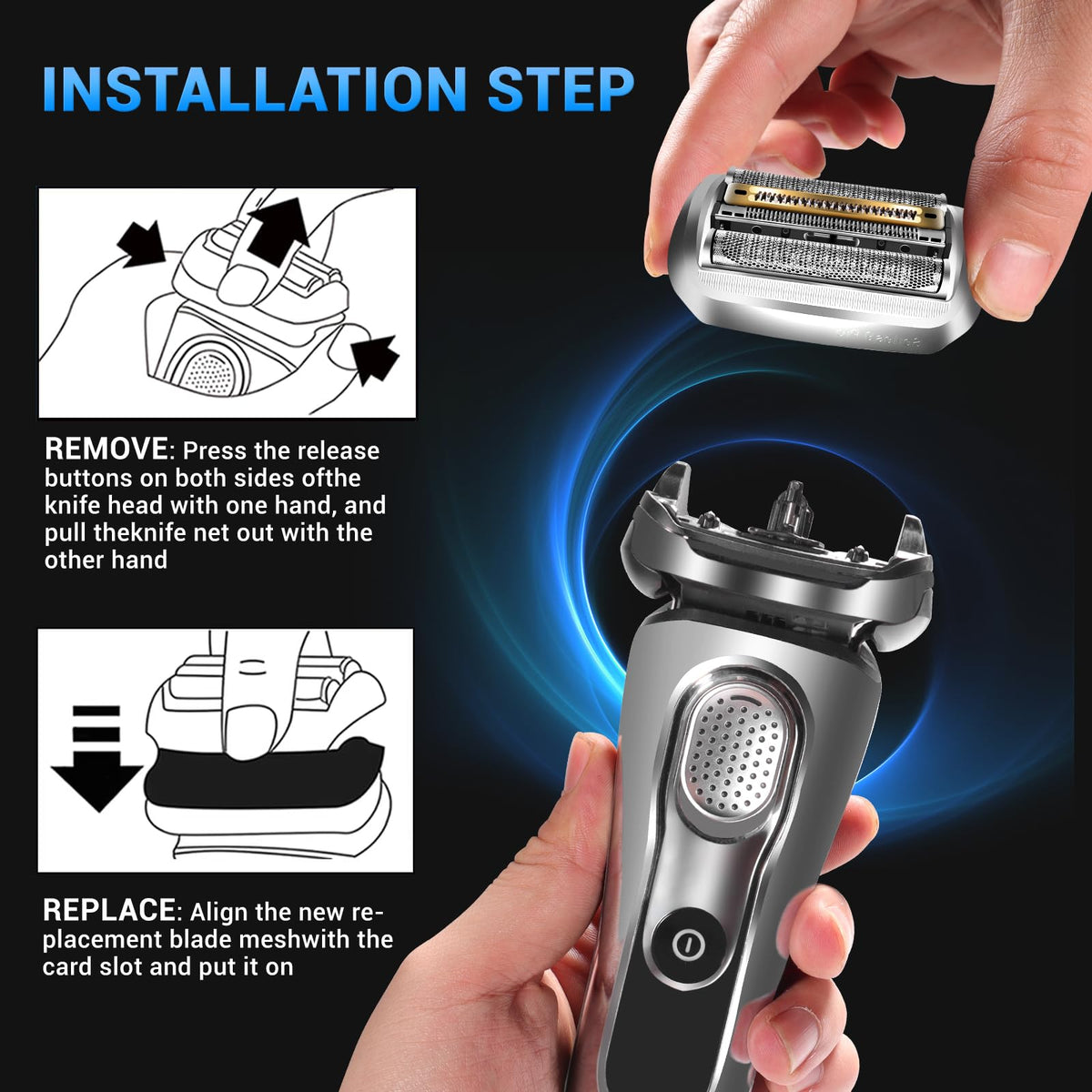 MISHAVE 94M head series-9 compatibility keeps shaver optimized.