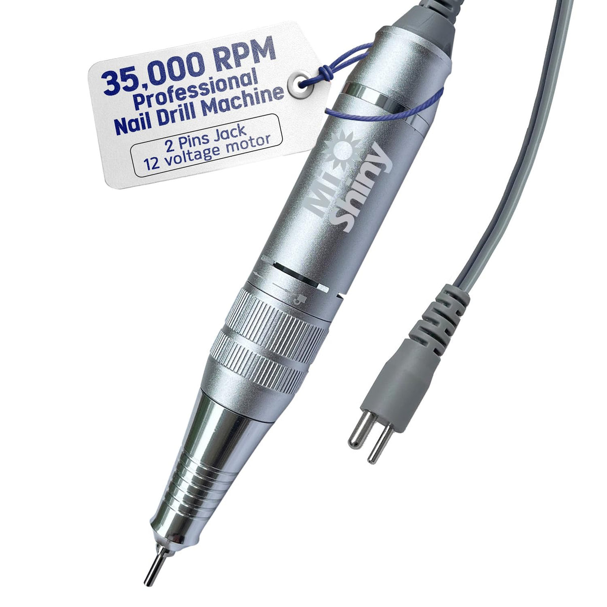 MiShiny nail drill handpiece with 2-pin jack fits MelodySusie and AIRSEE for flexible professional use.