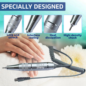 MiShiny nail drill features easy bit change for quick setups.