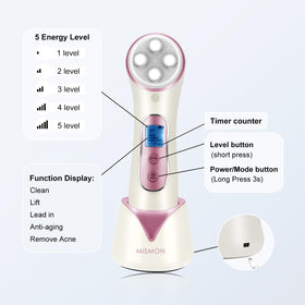 MiSMON high-frequency vibration mode closeup for gentle facial toning.