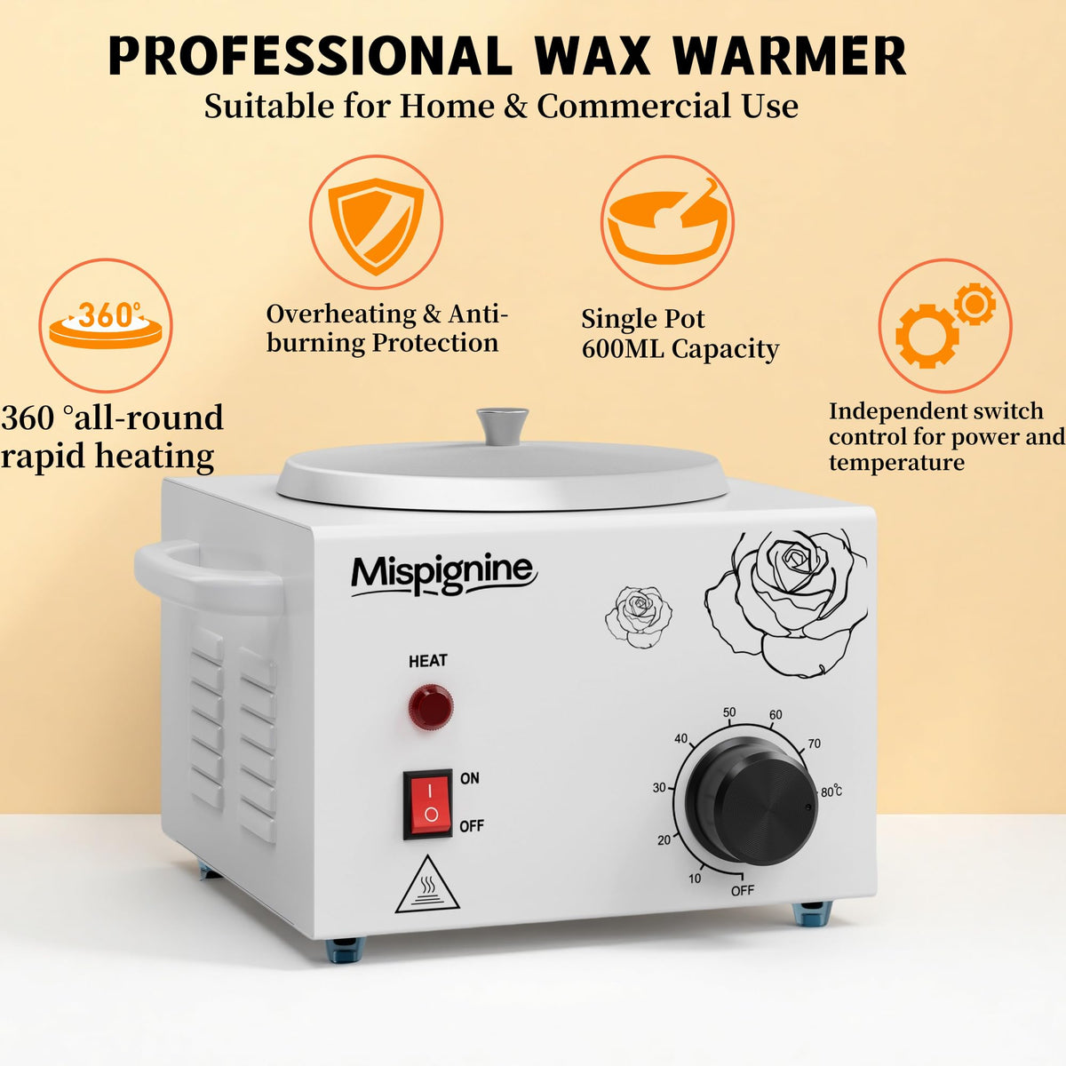 Mispignine wax warmer heat dissipation holes keeping the unit cooler during use.