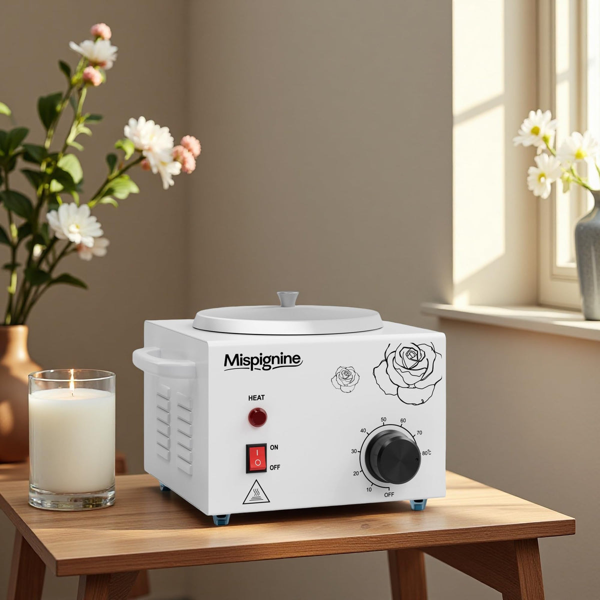 Mispignine wax warmer stainless steel body and aluminum pot for durability.