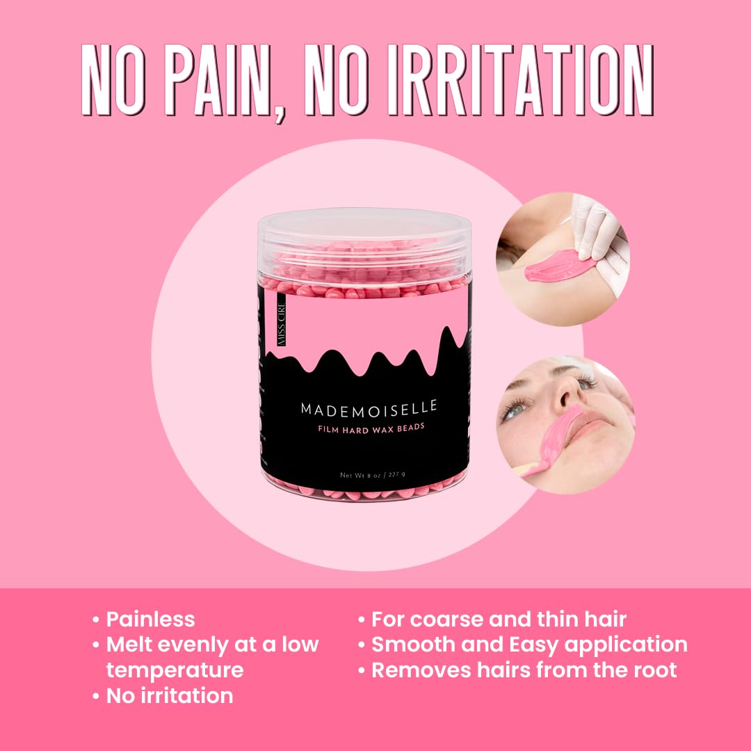 Miss Cire Mademoiselle Pink wax shows creamy texture and pliable consistency.