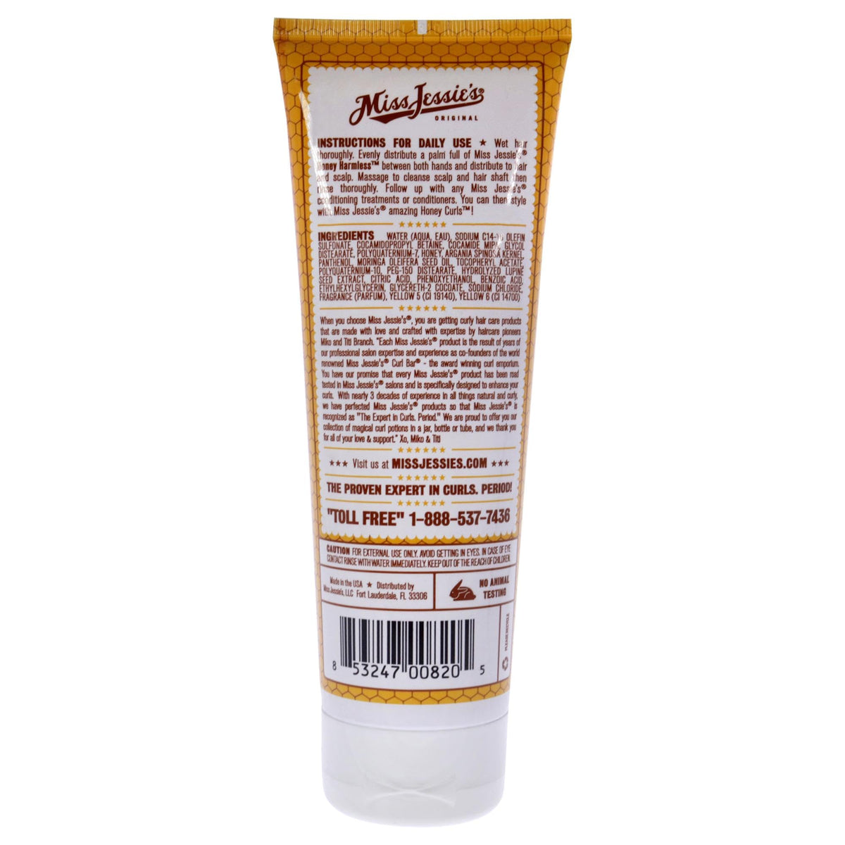 Miss Jessie's Honey Harm Less Shampoo lather enhancing manageability.