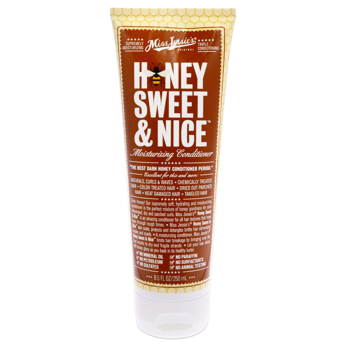 Miss Jessie's Honey Sweet and Nice conditioner bottle for deep hydration and detangling.