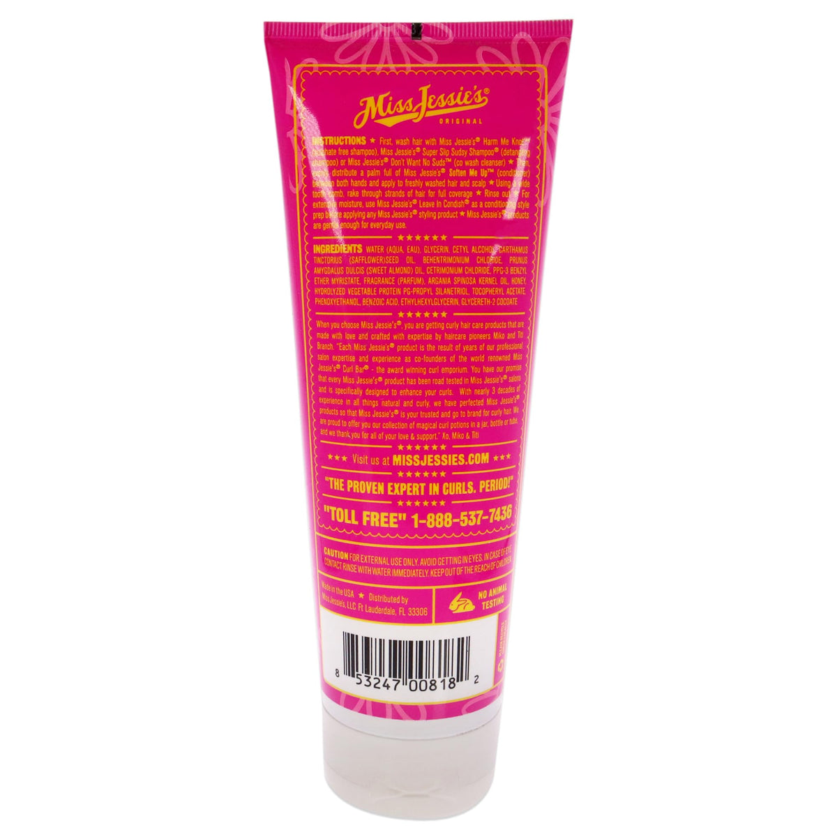 Miss Jessie's Soften Me Up label highlights creamy formula for detangling curls.