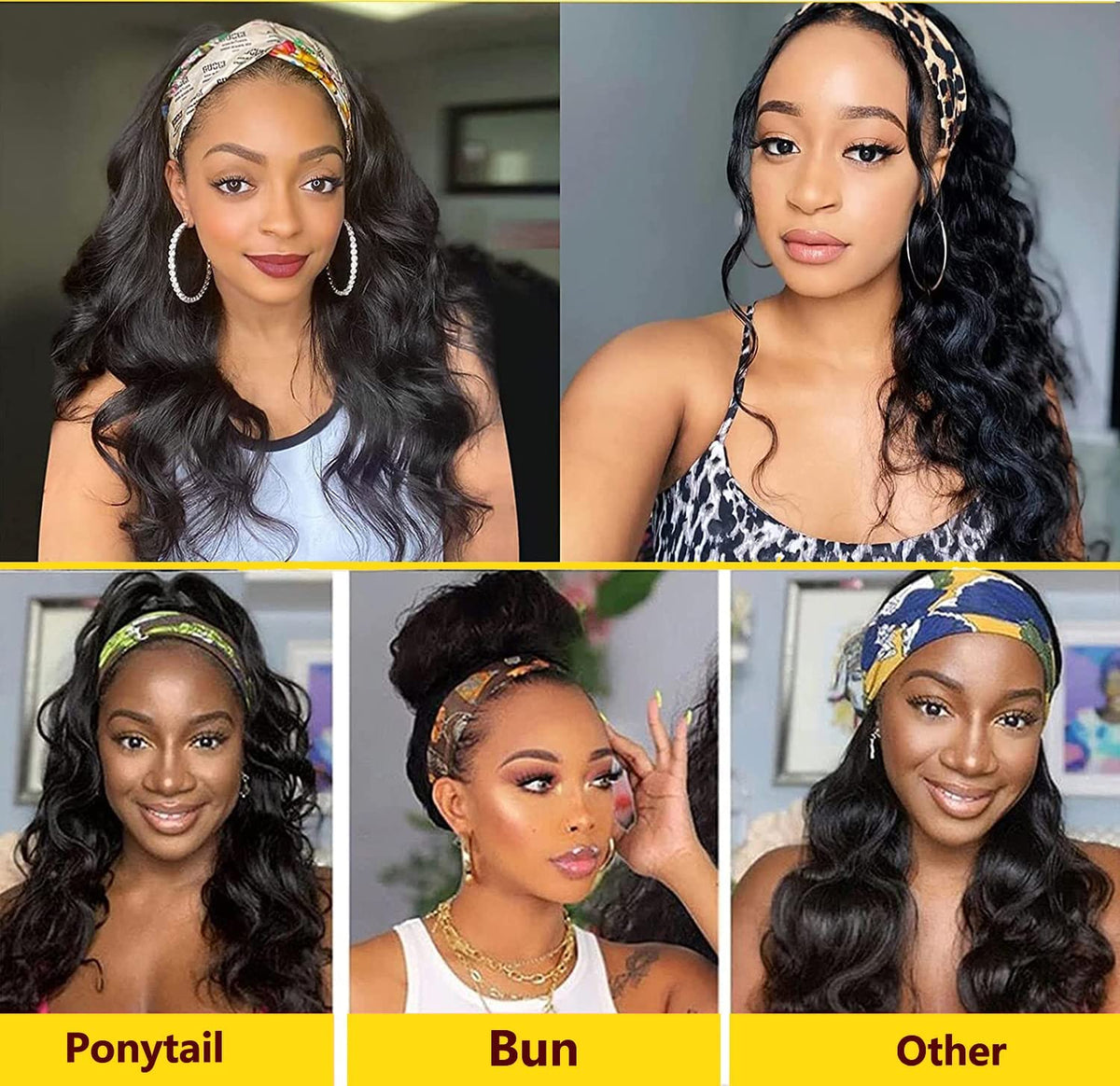 Miss Lee 150-density body wave wig provides volume for creative hairstyles.