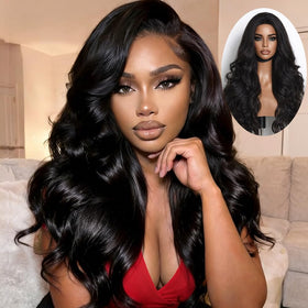 Miss Lee body wave half wig 18 inch in natural black for effortless everyday wear.