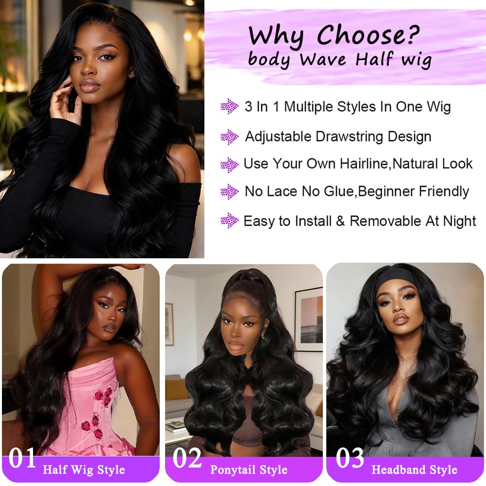 Miss Lee glueless half wig with breathable cap for comfortable all day wear.