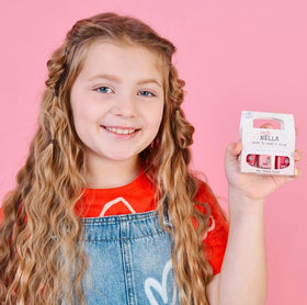 MISS NELLA water-based Peel Off formula in Pink Glitter Attack for odour-free play.