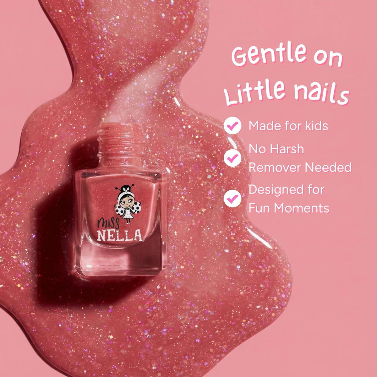 MISS NELLA three-pack Pink Glitter Attack offers versatile party color options.