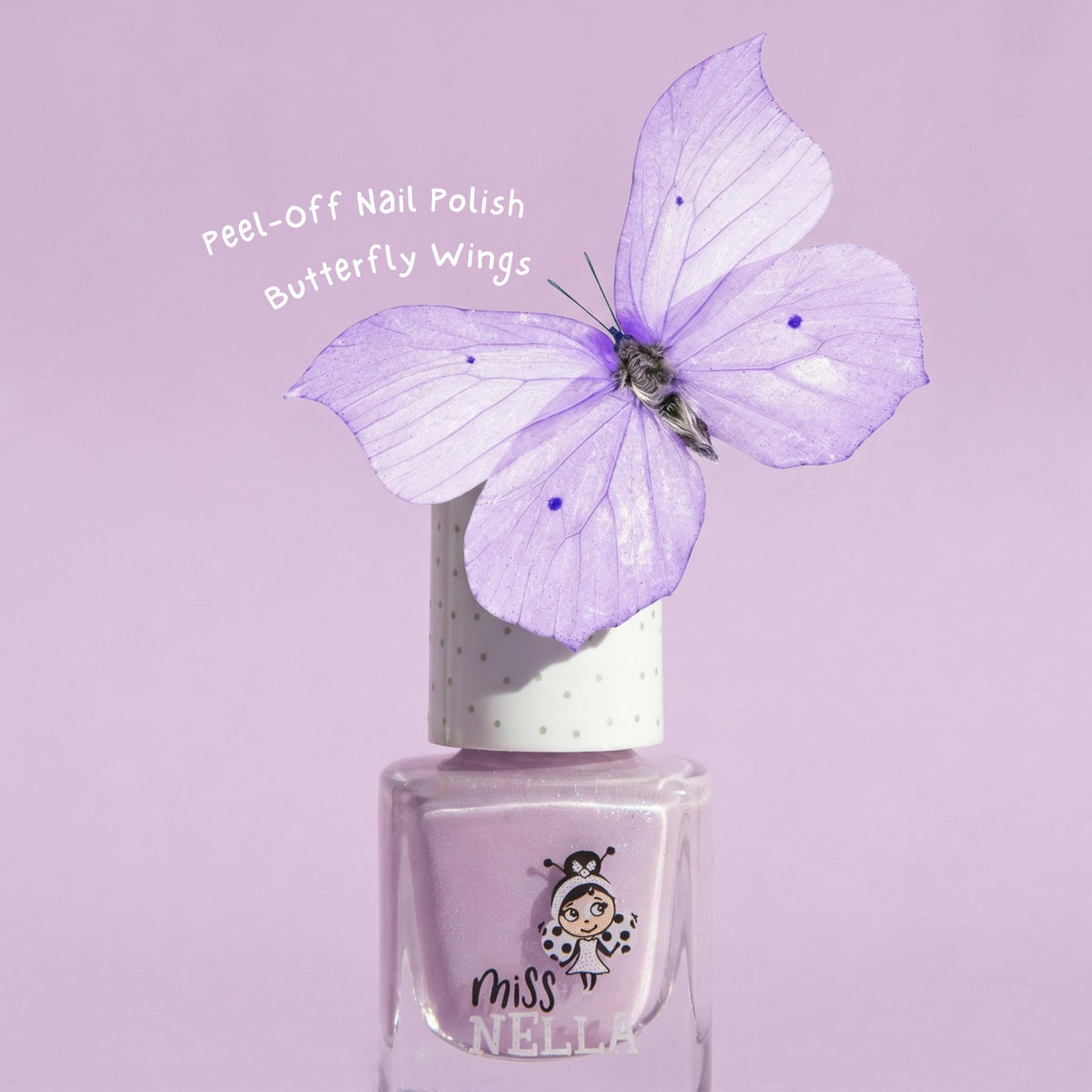 Miss Nella Purple Unicorn Little Poppet glitter nail swatch demonstrates easy cleanup