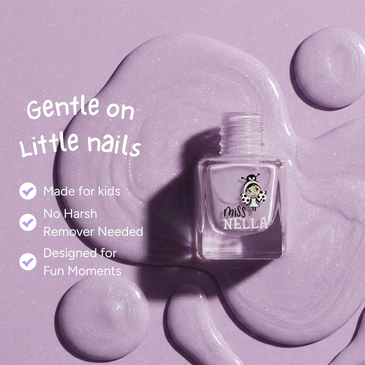 Miss Nella Purple Unicorn peel-off removal demonstrates quick, mess-free cleanup