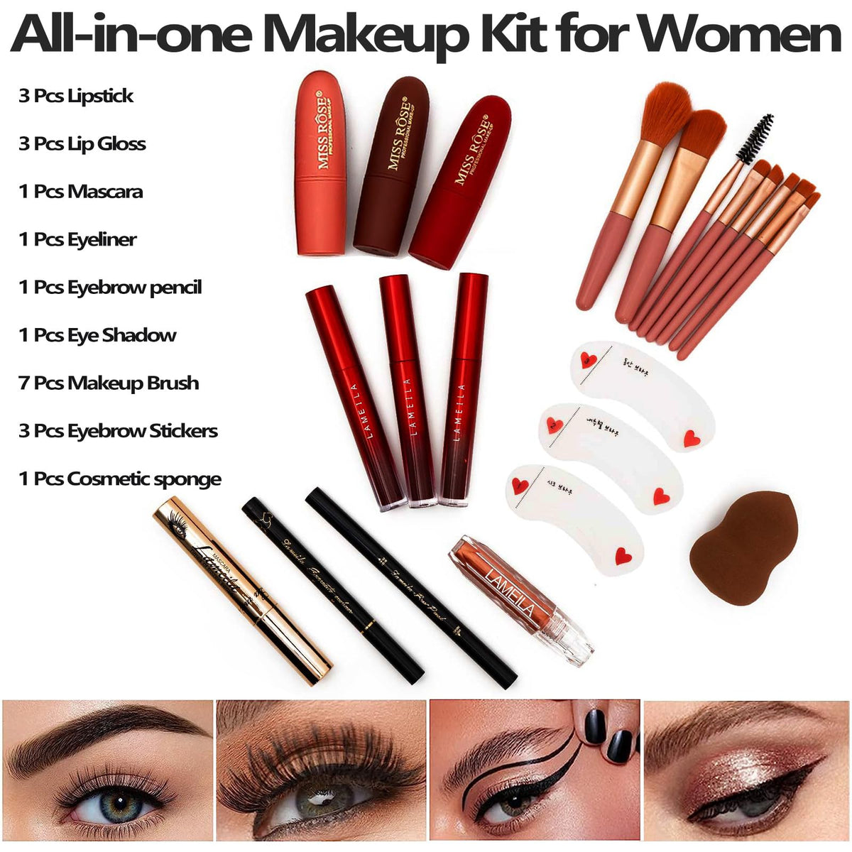 MISS ROSE M mascara tube highlighting defined lashes