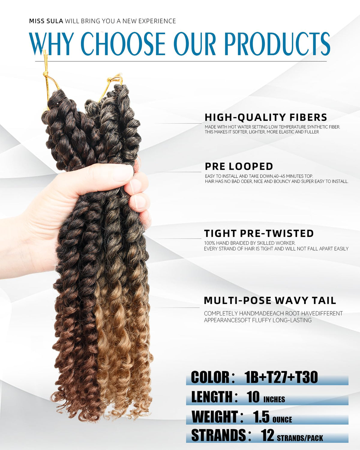 Miss Sula Passion Twist pre-twisted hair enables quick crochet installs with lasting style
