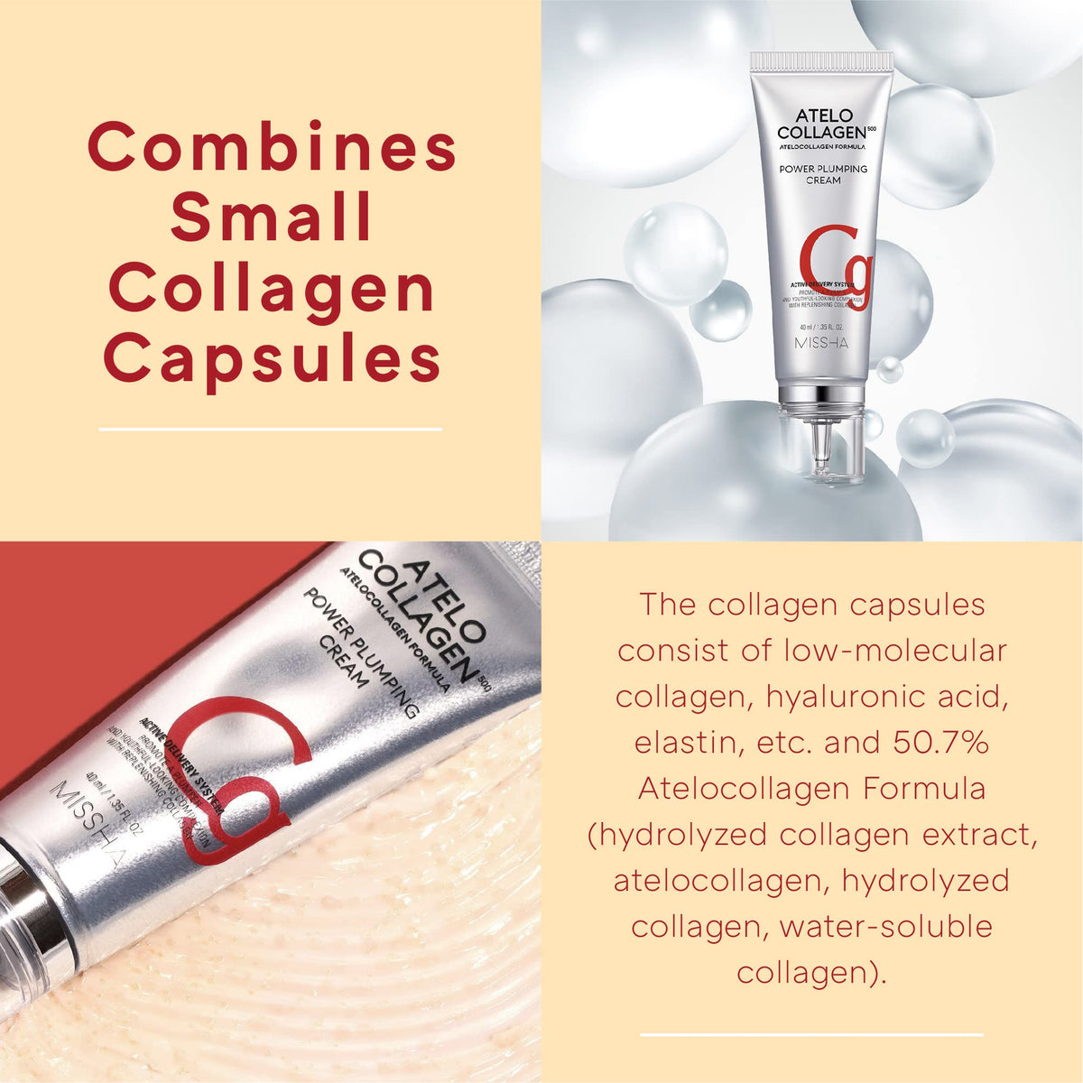 Missha ATELO COLLAGEN packaging note highlights enzyme processing for a pure formula