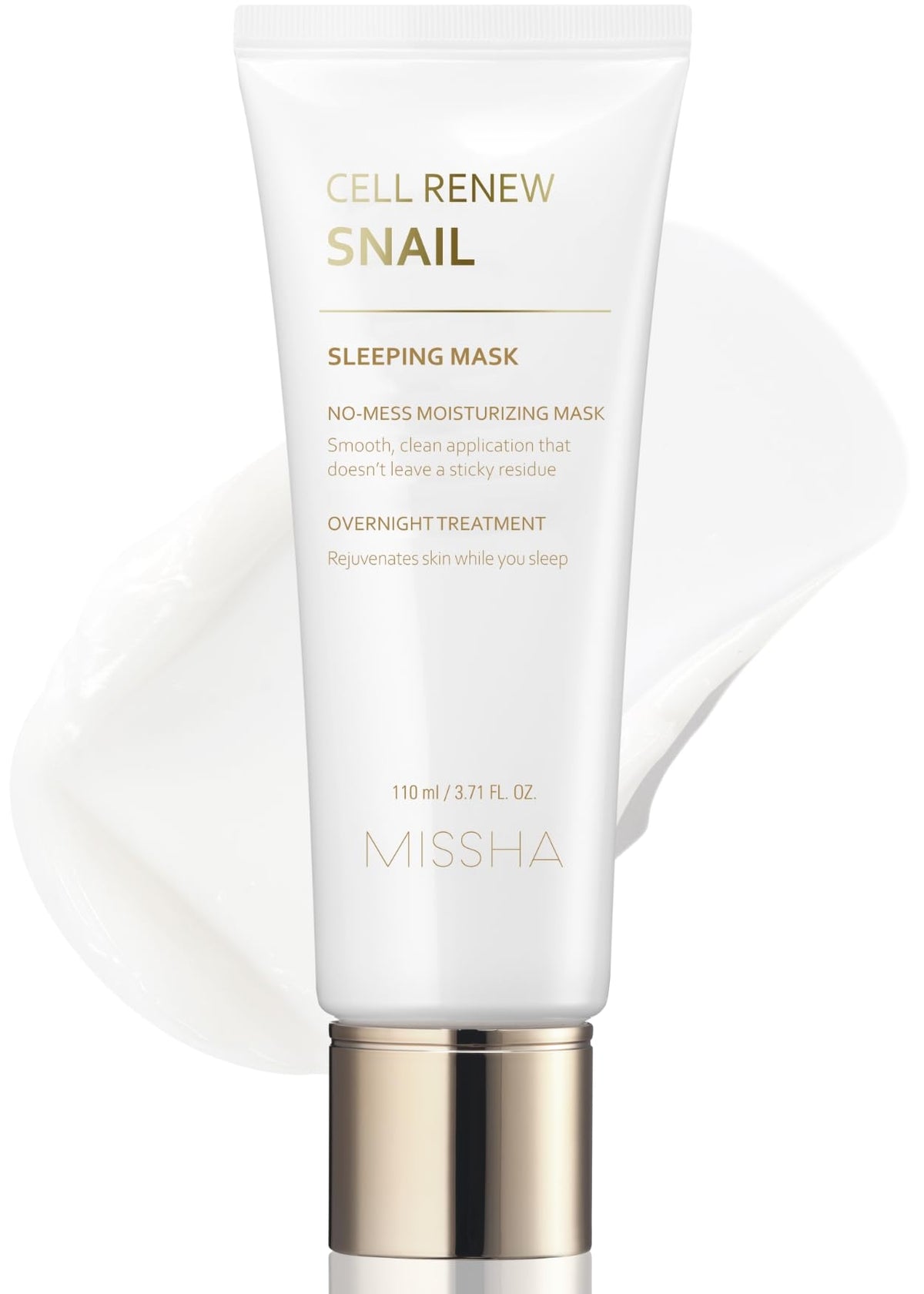 MISSHA Cell Renew Snail Sleeping Mask jar close-up highlighting rich hydration.