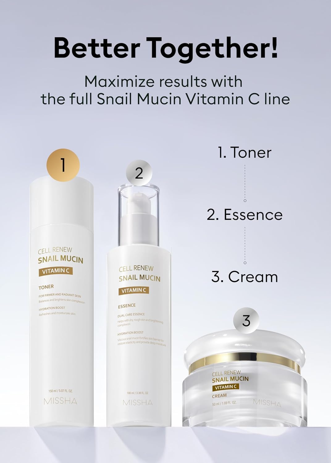 MISSHA Cell Renew Snail Toner packaging highlighting paraben-free formula.