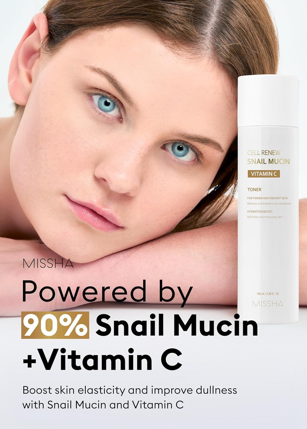 MISSHA Cell Renew Snail Toner pour demonstrates quick absorption and refreshed skin feel.