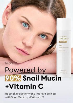 MISSHA Cell Renew Snail Toner pour demonstrates quick absorption and refreshed skin feel.