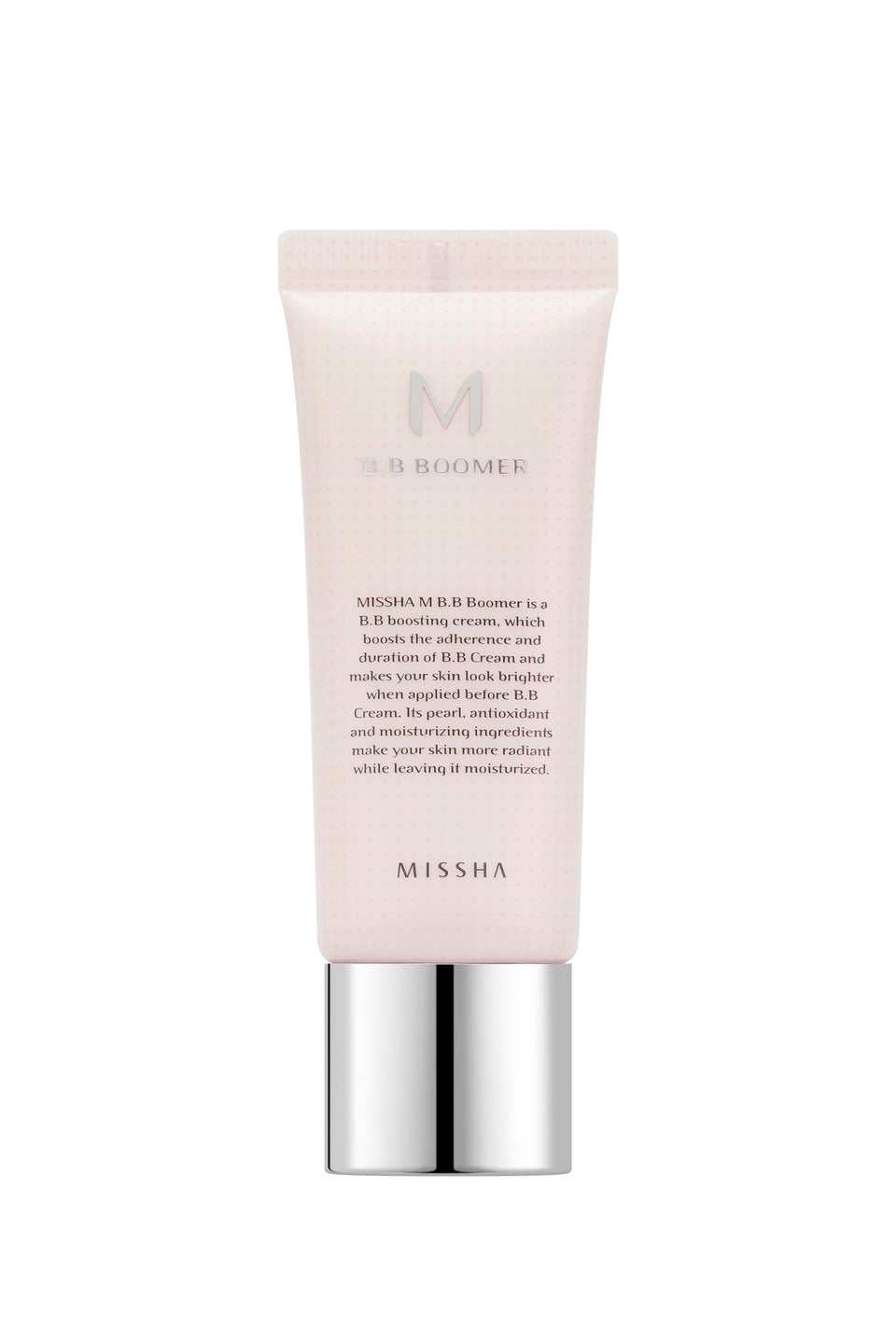 MISSHA M B.B Boomer bottle close-up reveals a hydrating base for lasting color.