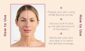 MISSHA Magic Cushion No.21 applied on skin for a dewy finish.
