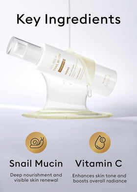 MISSHA Snail Mucin Vitamin C essence dropper in action shows precise application.