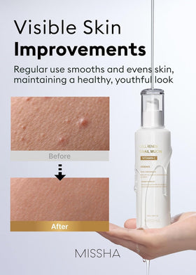MISSHA snail mucin goo close-up illustrates rich texture ideal for hydration.